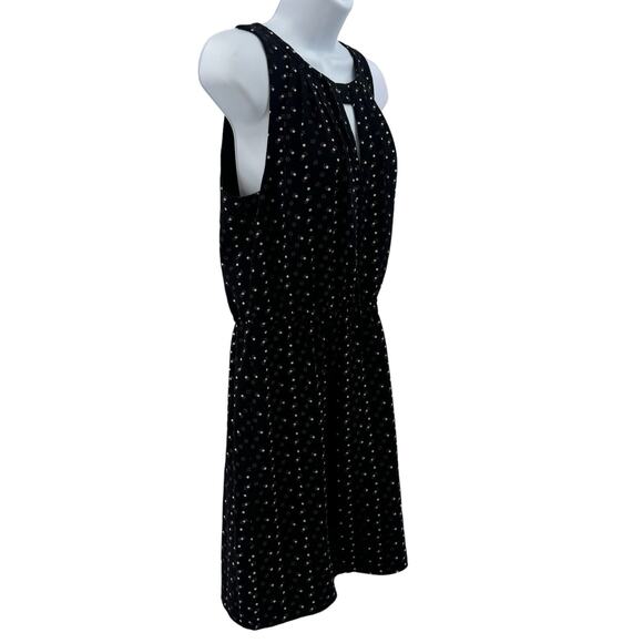 41 Hawthorn Black Pleated Keyhole Sleeveless Mini Dress Womens M Pink/White Dot - Picture 8 of 14